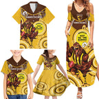 Custom AFL Hawkthorn NAIDOC Week Family Matching Summer Maxi Dress and Hawaiian Shirt Keep The Fire Burning Indigenous Art