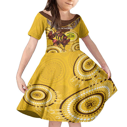 Custom AFL Hawkthorn NAIDOC Week Family Matching Summer Maxi Dress and Hawaiian Shirt Keep The Fire Burning Indigenous Art