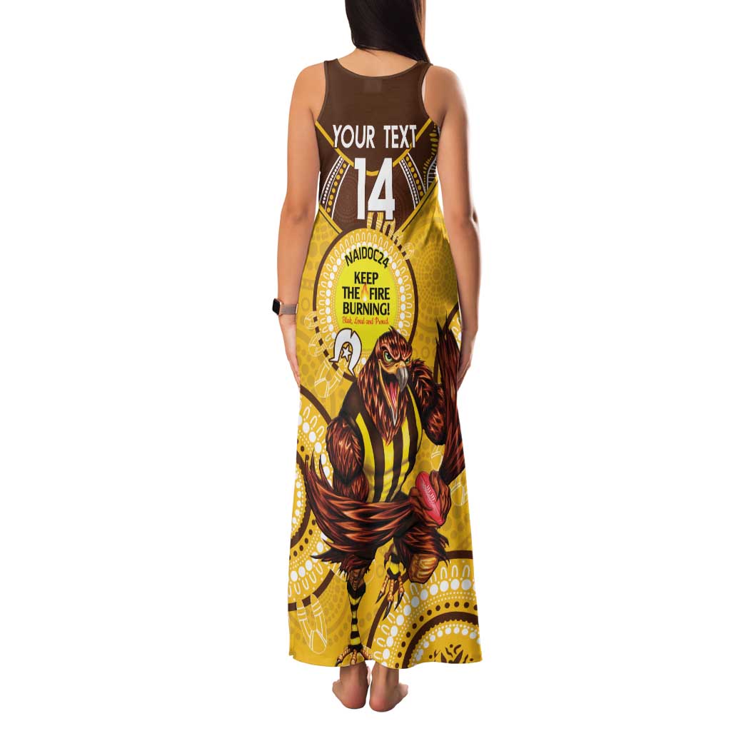 Custom AFL Hawkthorn NAIDOC Week Family Matching Tank Maxi Dress and Hawaiian Shirt Keep The Fire Burning Indigenous Art
