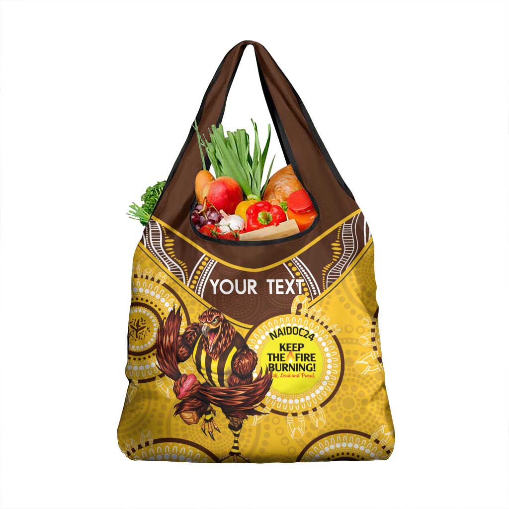 Custom AFL Hawkthorn NAIDOC Week Grocery Bag Keep The Fire Burning Indigenous Art