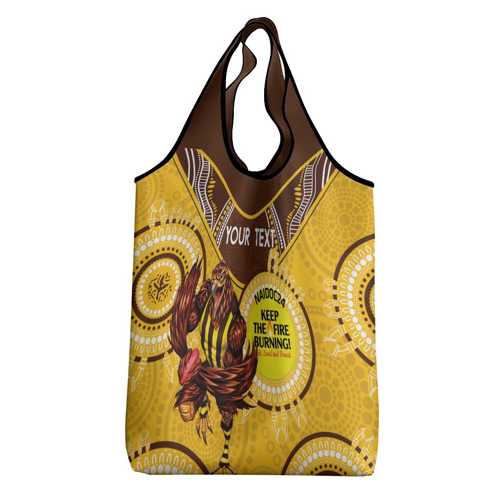 Custom AFL Hawkthorn NAIDOC Week Grocery Bag Keep The Fire Burning Indigenous Art