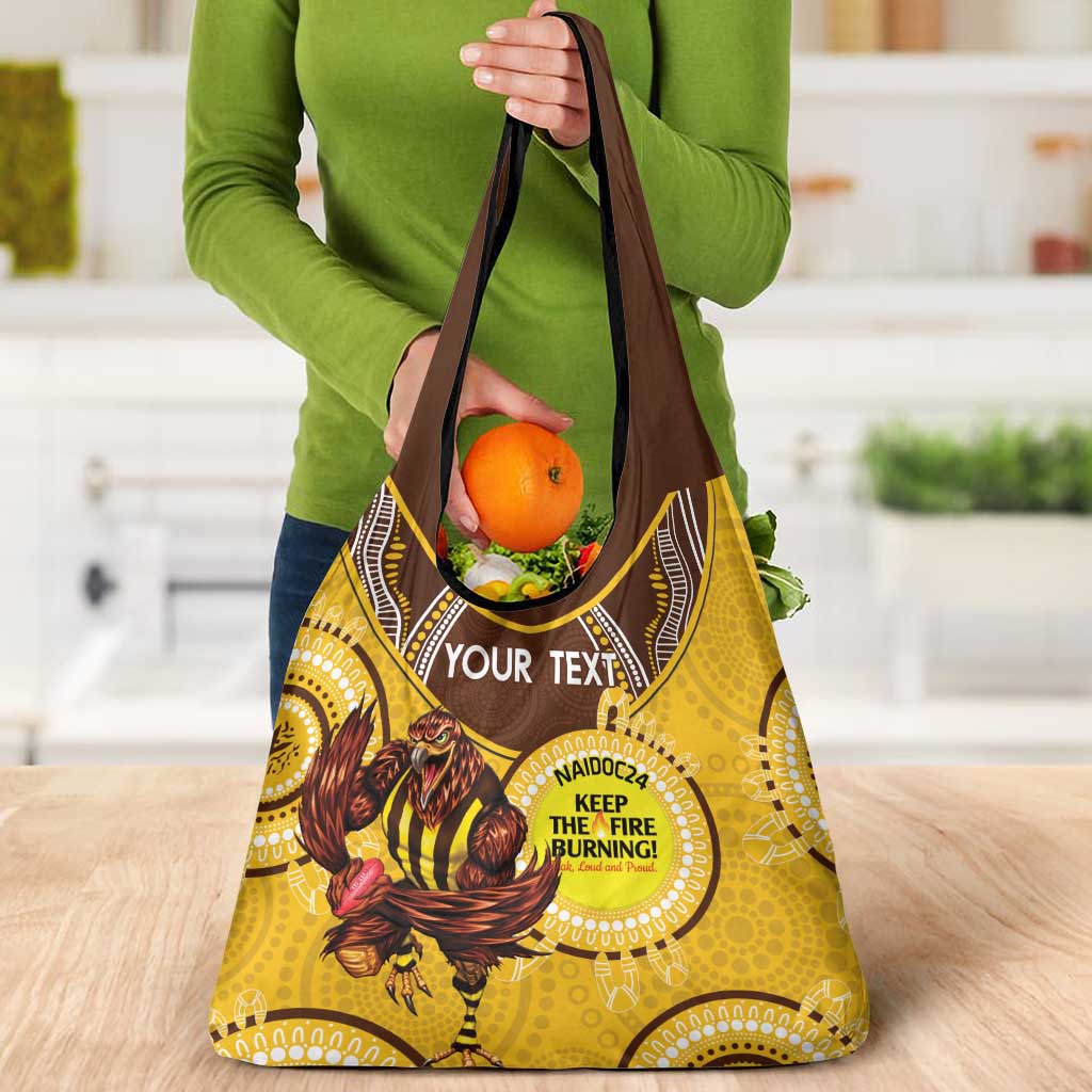 Custom AFL Hawkthorn NAIDOC Week Grocery Bag Keep The Fire Burning Indigenous Art