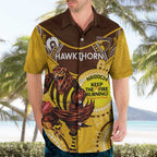 Custom AFL Hawkthorn NAIDOC Week Hawaiian Shirt Keep The Fire Burning Indigenous Art