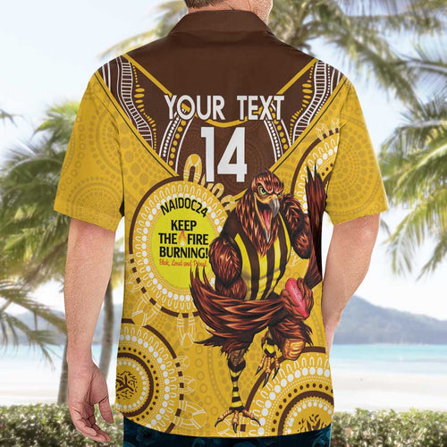 Custom AFL Hawkthorn NAIDOC Week Hawaiian Shirt Keep The Fire Burning Indigenous Art