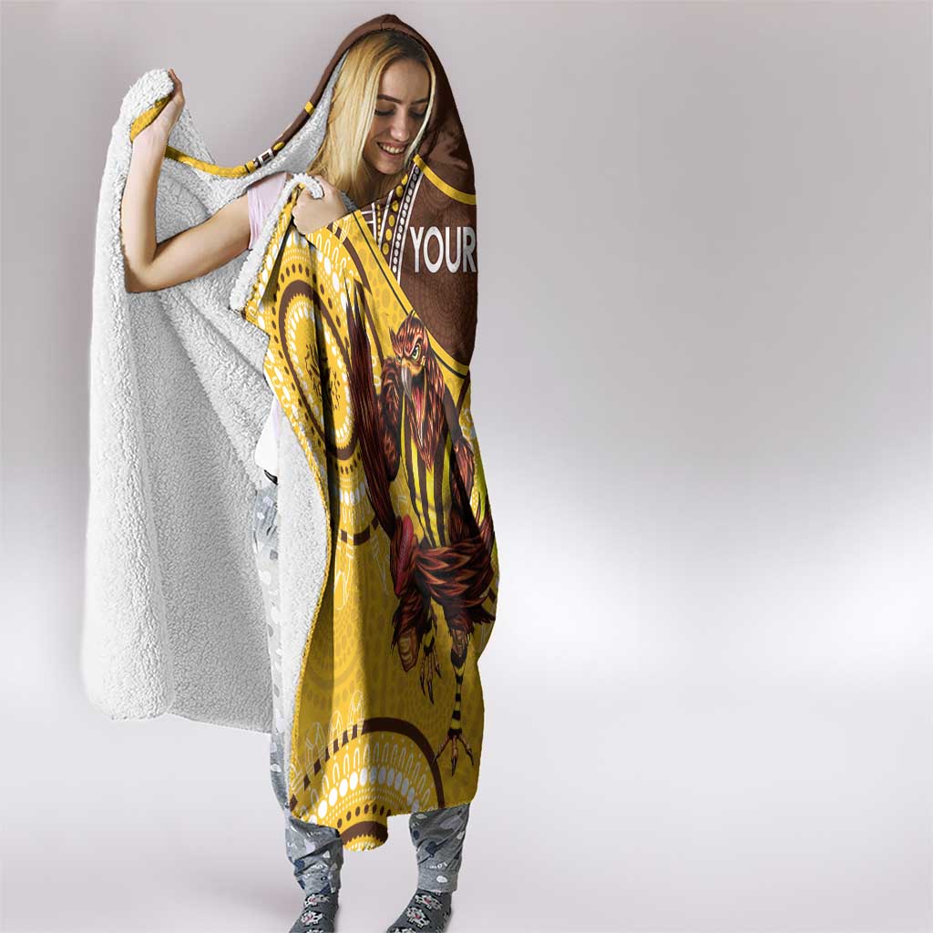 Custom AFL Hawkthorn NAIDOC Week Hooded Blanket Keep The Fire Burning Indigenous Art