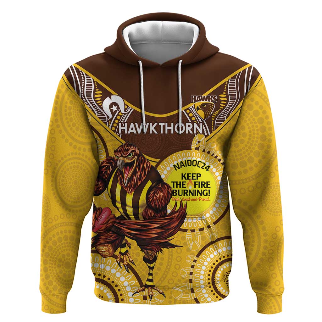 Custom AFL Hawkthorn NAIDOC Week Hoodie Keep The Fire Burning Indigenous Art