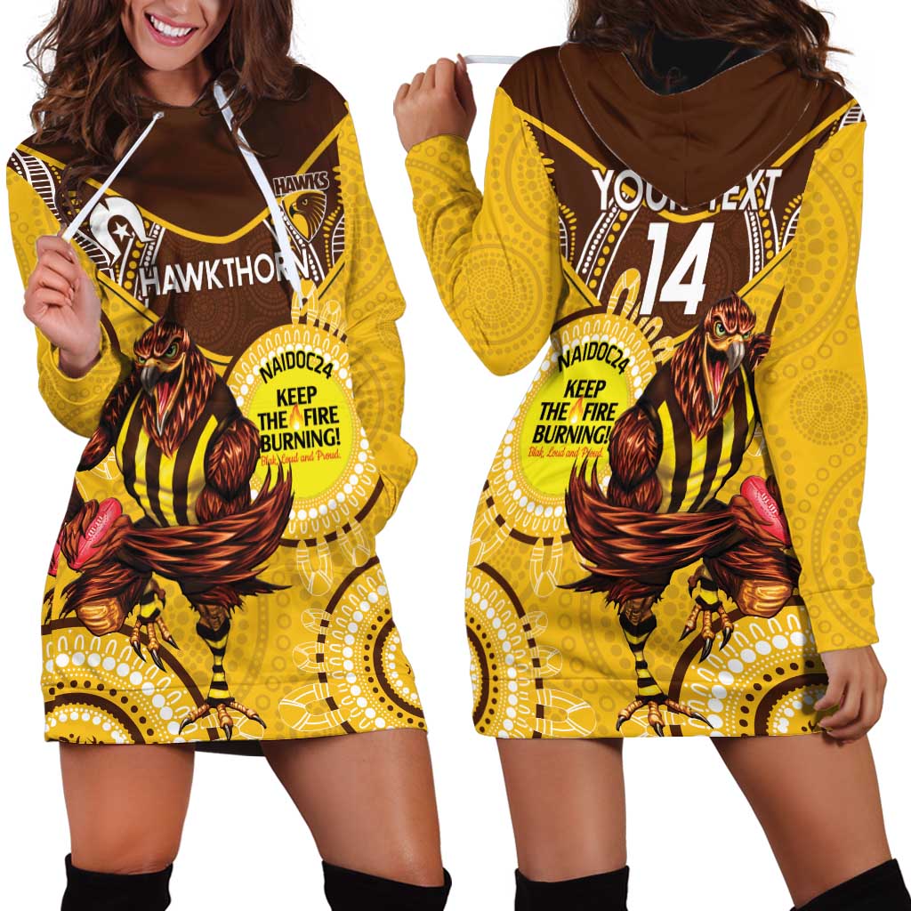 Custom AFL Hawkthorn NAIDOC Week Hoodie Dress Keep The Fire Burning Indigenous Art