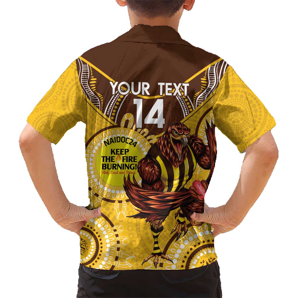 Custom AFL Hawkthorn NAIDOC Week Kid Hawaiian Shirt Keep The Fire Burning Indigenous Art