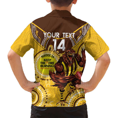 Custom AFL Hawkthorn NAIDOC Week Kid Hawaiian Shirt Keep The Fire Burning Indigenous Art