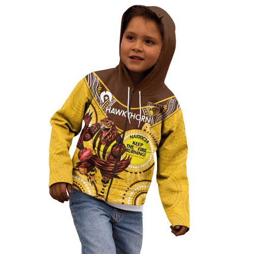 Custom AFL Hawkthorn NAIDOC Week Kid Hoodie Keep The Fire Burning Indigenous Art