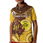 Custom AFL Hawkthorn NAIDOC Week Kid Polo Shirt Keep The Fire Burning Indigenous Art