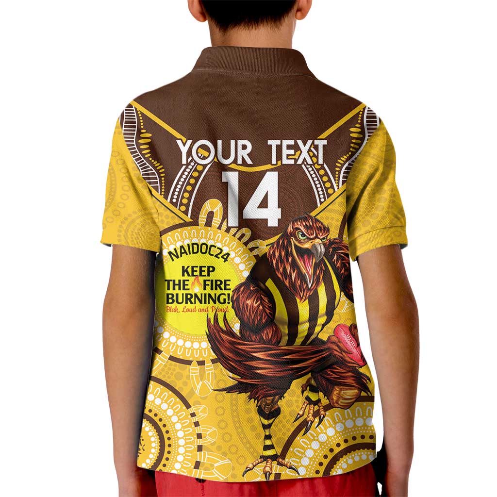 Custom AFL Hawkthorn NAIDOC Week Kid Polo Shirt Keep The Fire Burning Indigenous Art