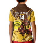 Custom AFL Hawkthorn NAIDOC Week Kid Polo Shirt Keep The Fire Burning Indigenous Art