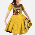 Custom AFL Hawkthorn NAIDOC Week Kid Short Sleeve Dress Keep The Fire Burning Indigenous Art