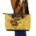 Custom AFL Hawkthorn NAIDOC Week Leather Tote Bag Keep The Fire Burning Indigenous Art
