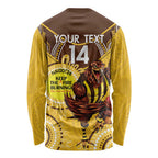 Custom AFL Hawkthorn NAIDOC Week Long Sleeve Shirt Keep The Fire Burning Indigenous Art