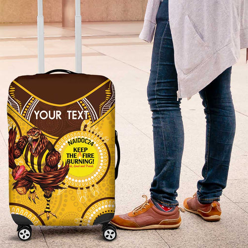 Custom AFL Hawkthorn NAIDOC Week Luggage Cover Keep The Fire Burning Indigenous Art