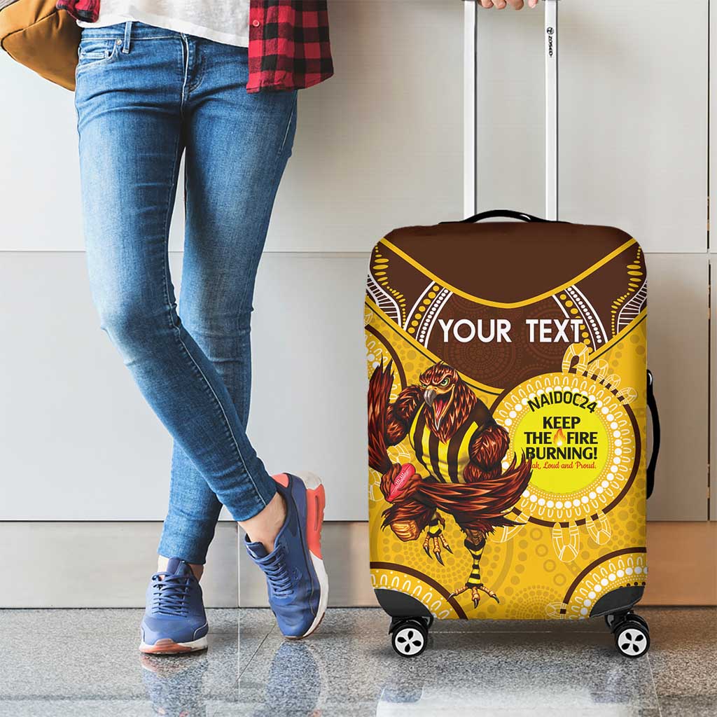 Custom AFL Hawkthorn NAIDOC Week Luggage Cover Keep The Fire Burning Indigenous Art
