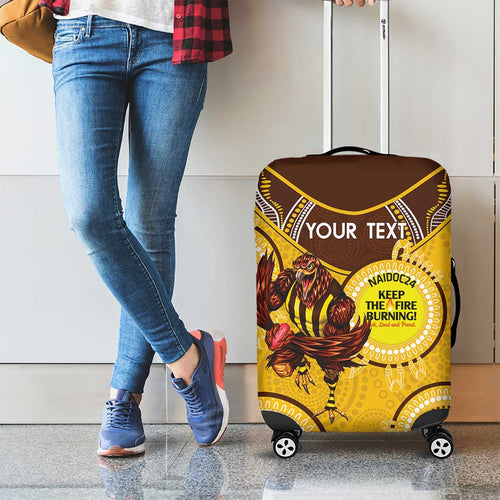 Custom AFL Hawkthorn NAIDOC Week Luggage Cover Keep The Fire Burning Indigenous Art