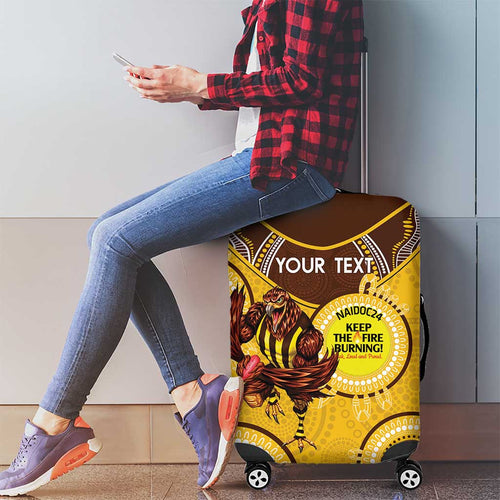 Custom AFL Hawkthorn NAIDOC Week Luggage Cover Keep The Fire Burning Indigenous Art