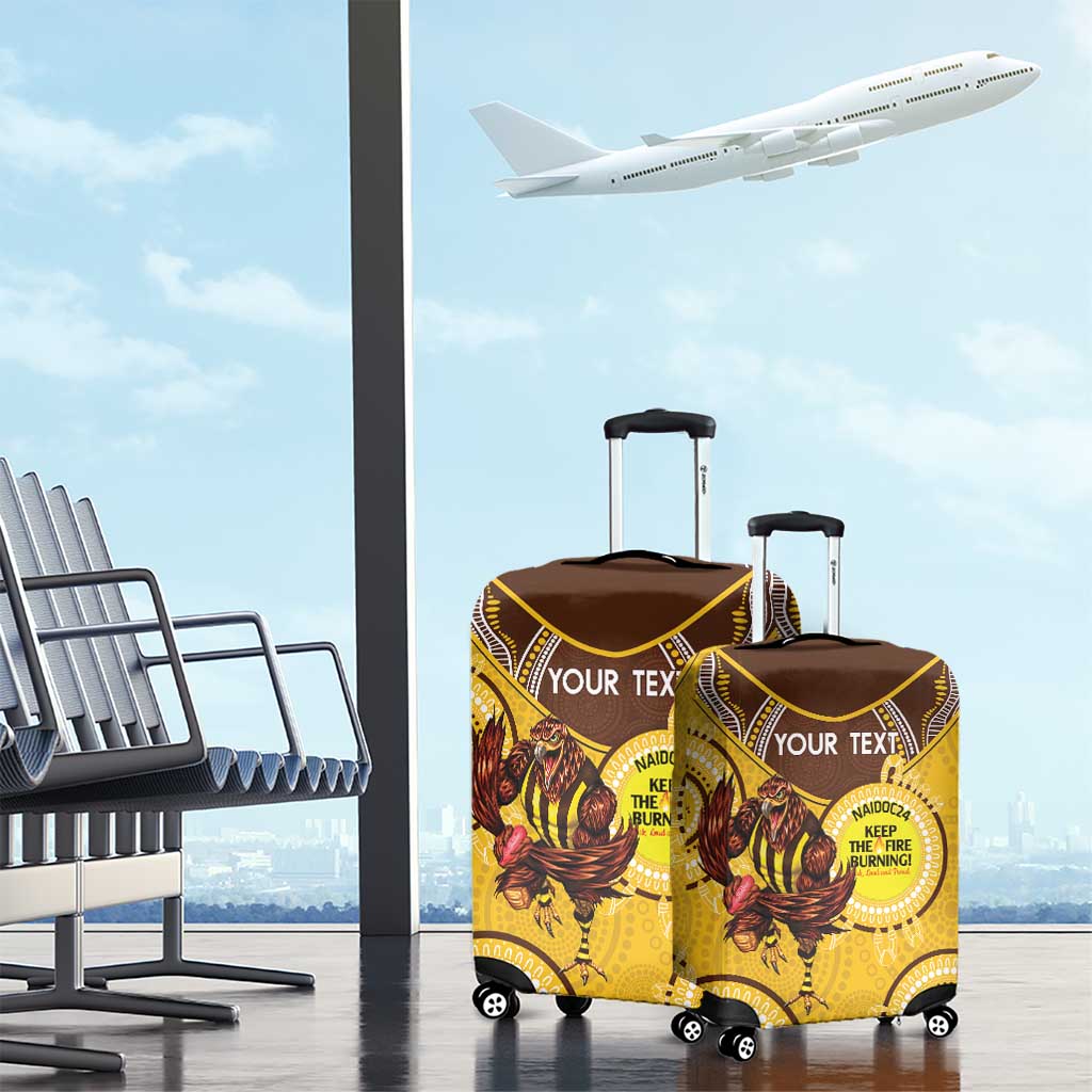 Custom AFL Hawkthorn NAIDOC Week Luggage Cover Keep The Fire Burning Indigenous Art
