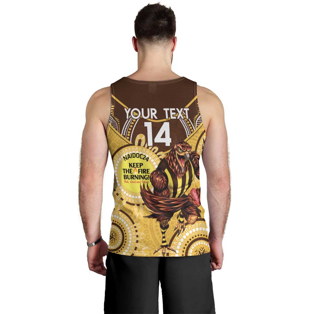 Custom AFL Hawkthorn NAIDOC Week Men Tank Top Keep The Fire Burning Indigenous Art