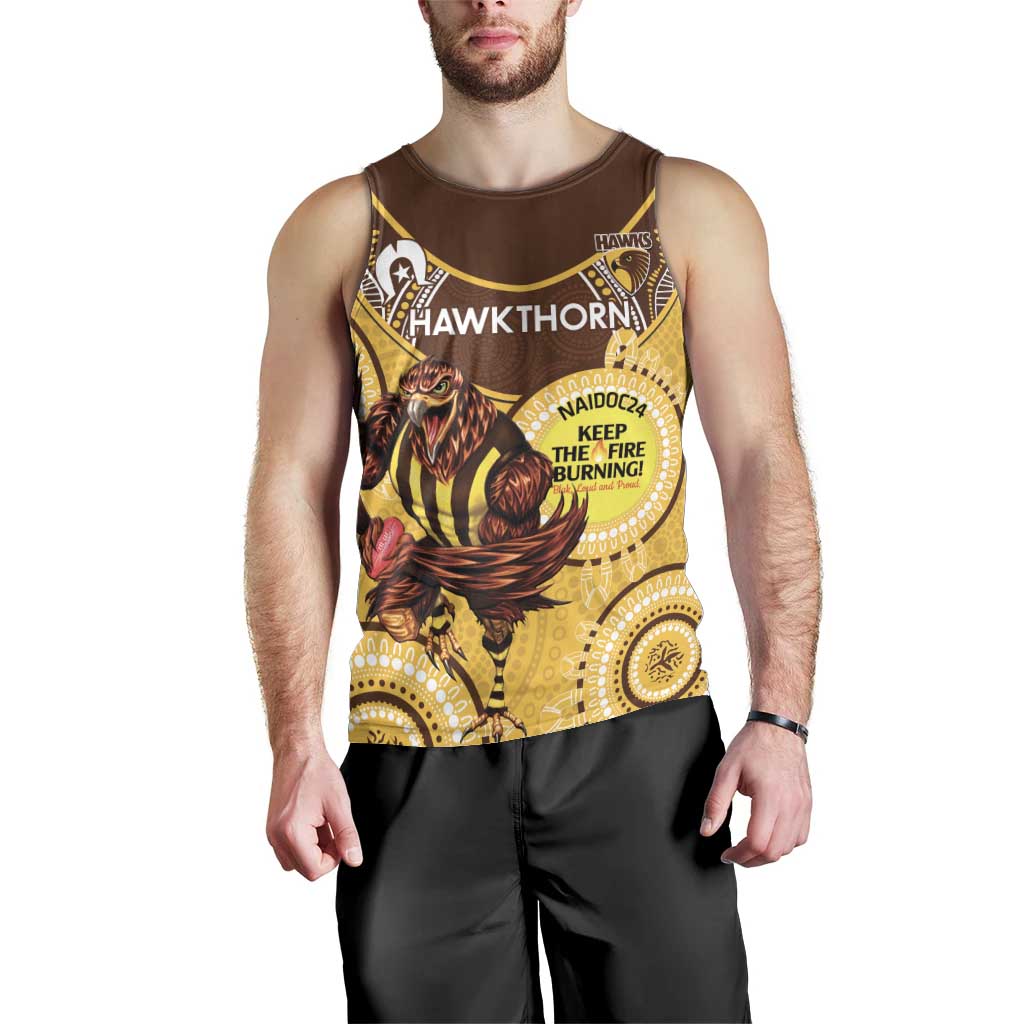 Custom AFL Hawkthorn NAIDOC Week Men Tank Top Keep The Fire Burning Indigenous Art