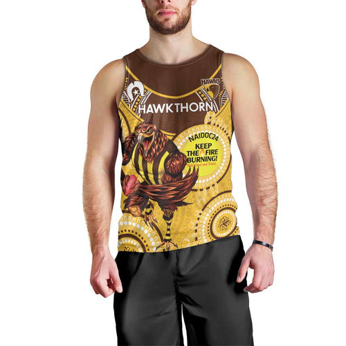 Custom AFL Hawkthorn NAIDOC Week Men Tank Top Keep The Fire Burning Indigenous Art