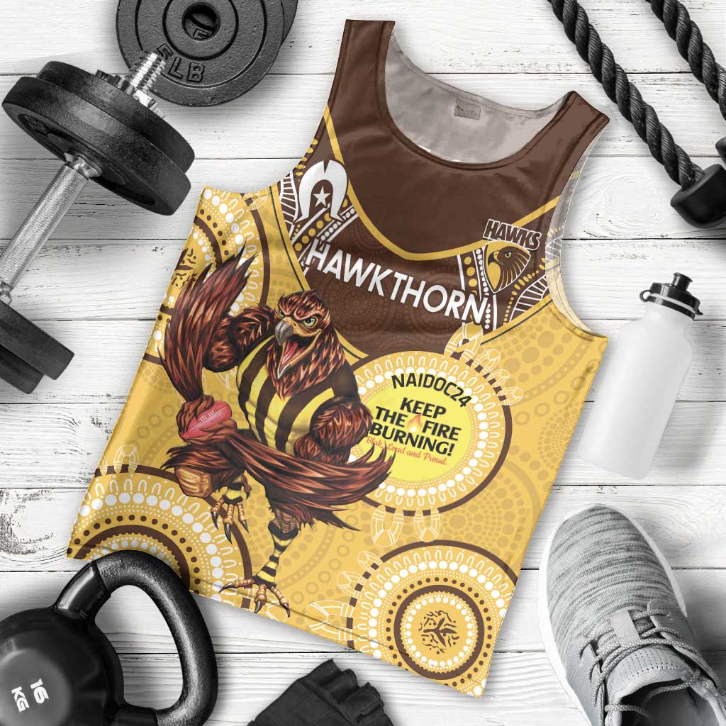 Custom AFL Hawkthorn NAIDOC Week Men Tank Top Keep The Fire Burning Indigenous Art
