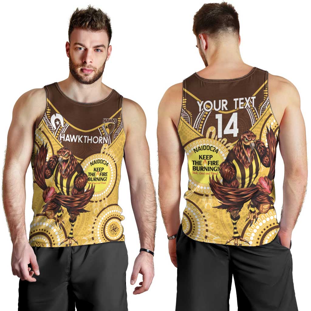 Custom AFL Hawkthorn NAIDOC Week Men Tank Top Keep The Fire Burning Indigenous Art