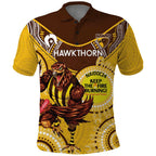 Custom AFL Hawkthorn NAIDOC Week Polo Shirt Keep The Fire Burning Indigenous Art