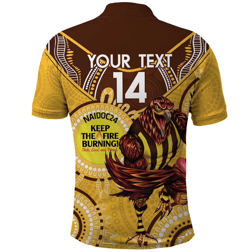 Custom AFL Hawkthorn NAIDOC Week Polo Shirt Keep The Fire Burning Indigenous Art