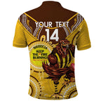 Custom AFL Hawkthorn NAIDOC Week Polo Shirt Keep The Fire Burning Indigenous Art