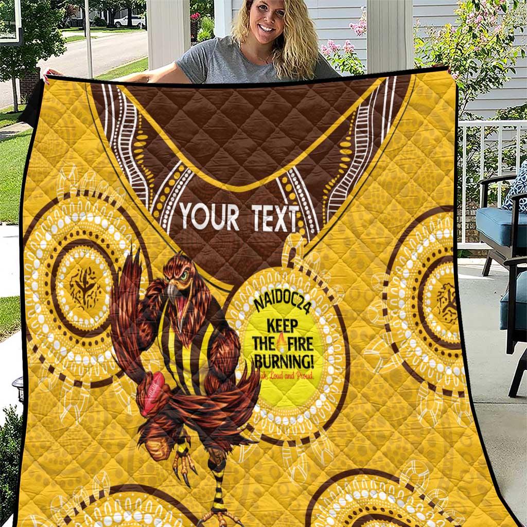 Custom AFL Hawkthorn NAIDOC Week Quilt Keep The Fire Burning Indigenous Art