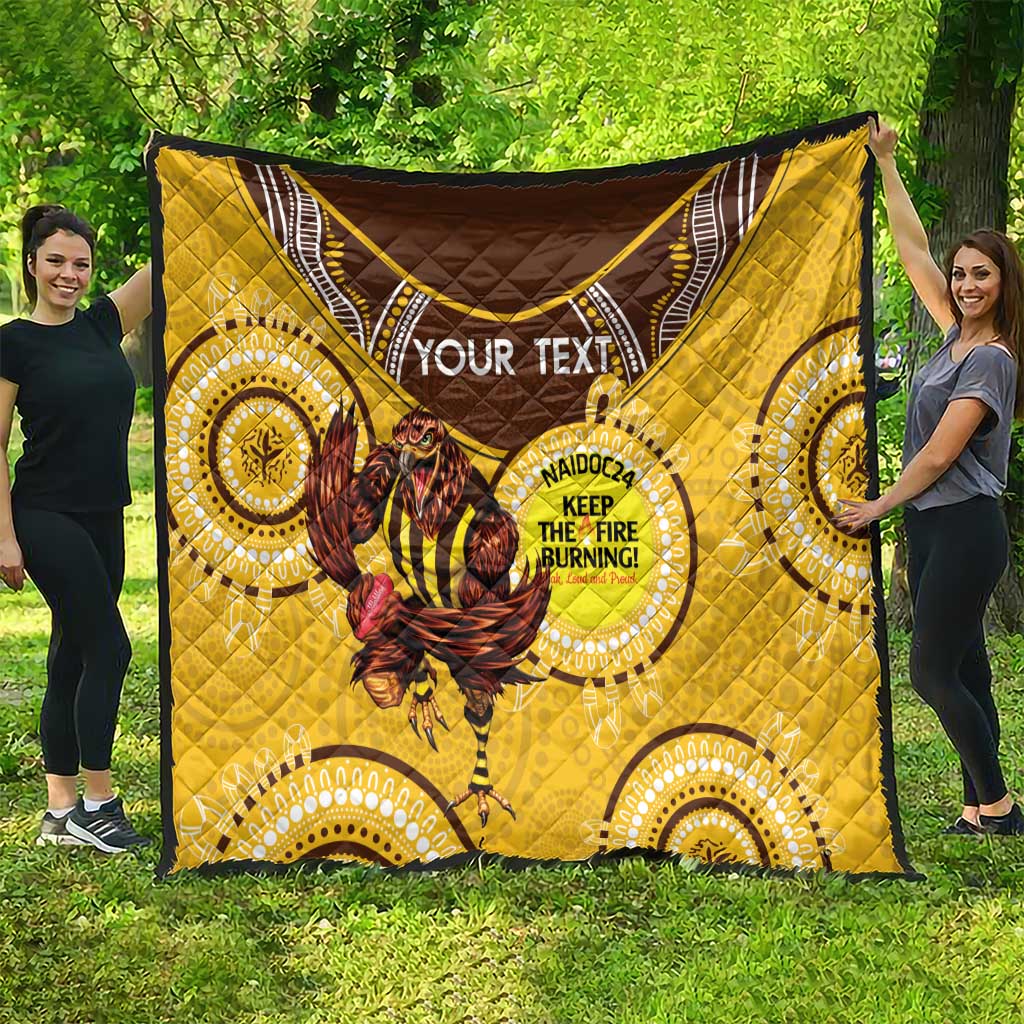 Custom AFL Hawkthorn NAIDOC Week Quilt Keep The Fire Burning Indigenous Art