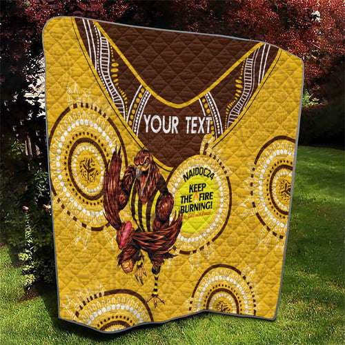 Custom AFL Hawkthorn NAIDOC Week Quilt Keep The Fire Burning Indigenous Art