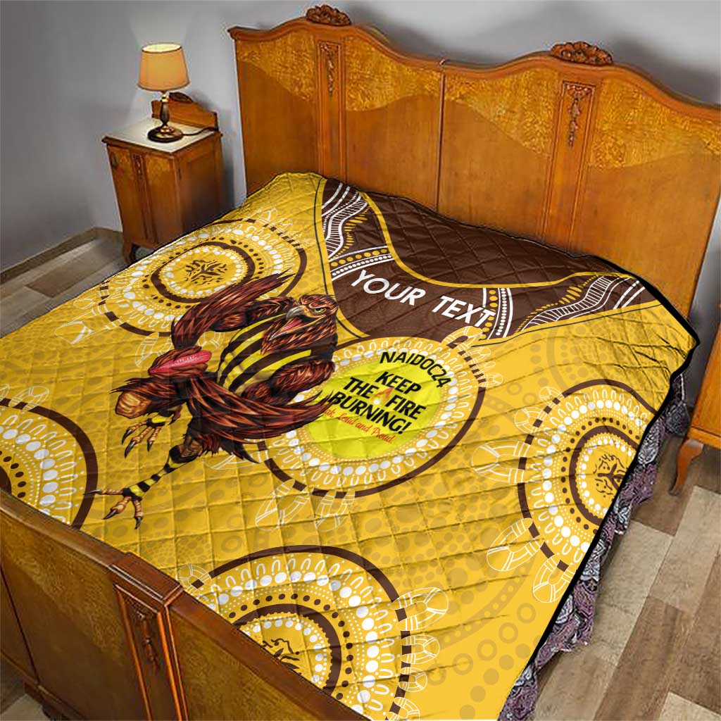 Custom AFL Hawkthorn NAIDOC Week Quilt Keep The Fire Burning Indigenous Art