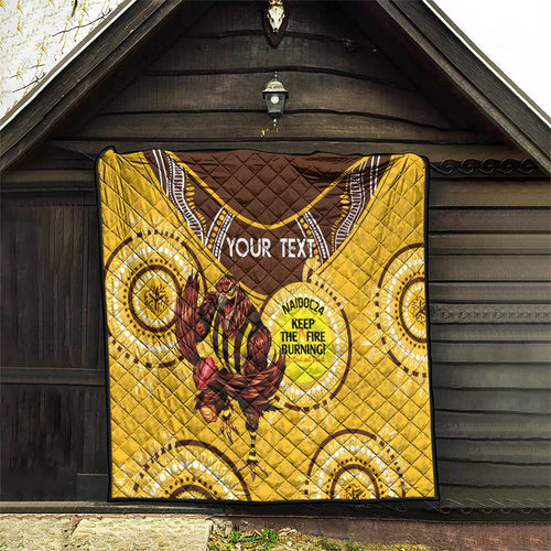 Custom AFL Hawkthorn NAIDOC Week Quilt Keep The Fire Burning Indigenous Art