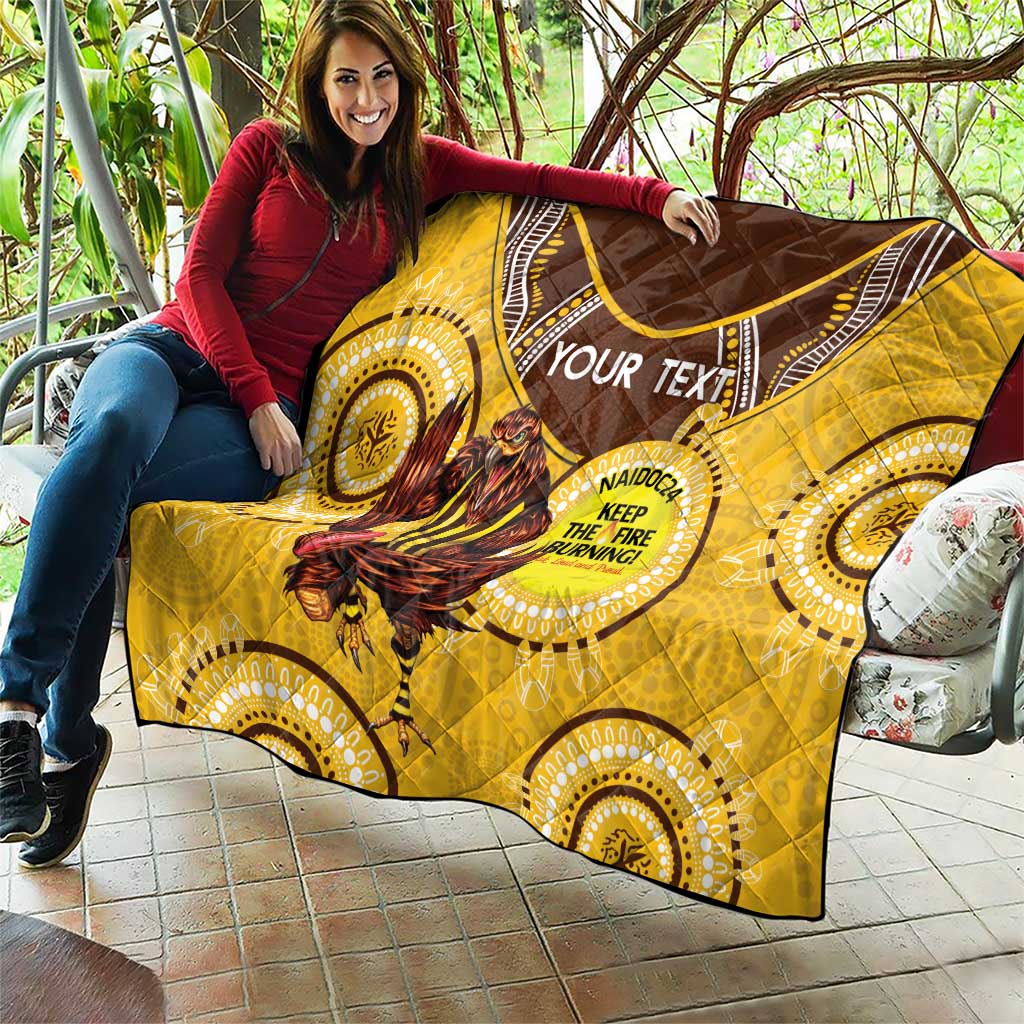 Custom AFL Hawkthorn NAIDOC Week Quilt Keep The Fire Burning Indigenous Art
