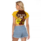 Custom AFL Hawkthorn NAIDOC Week Raglan Cropped T Shirt Keep The Fire Burning Indigenous Art