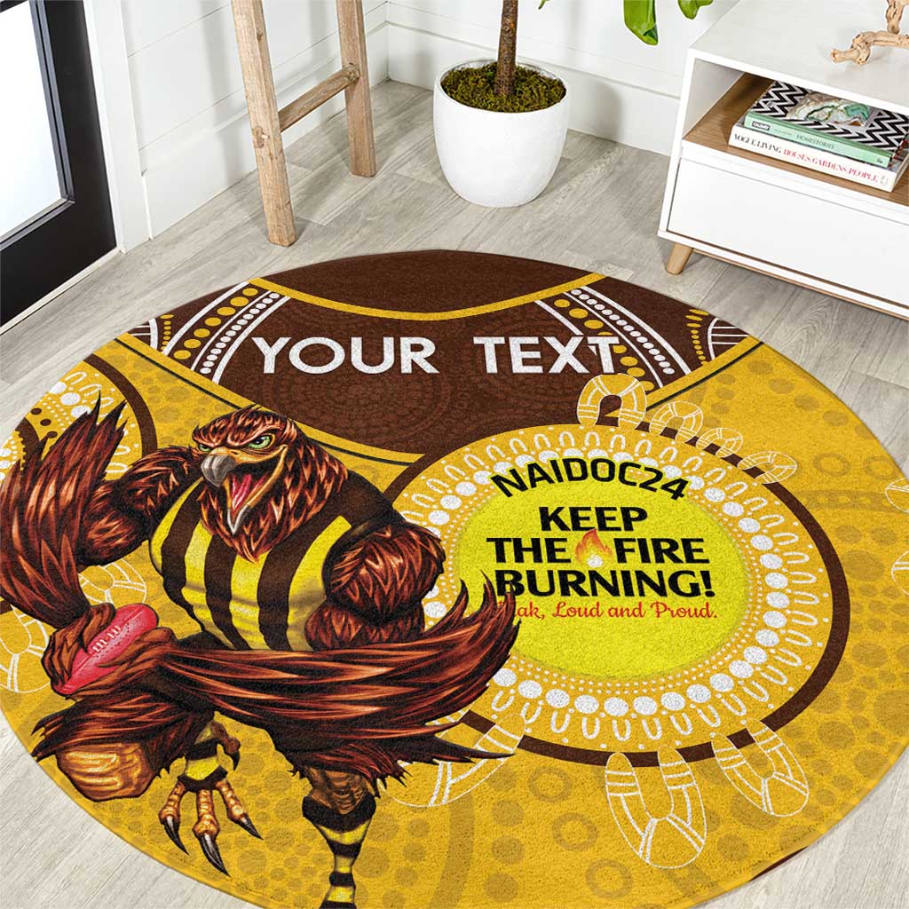 Custom AFL Hawkthorn NAIDOC Week Round Carpet Keep The Fire Burning Indigenous Art