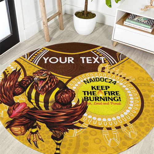 Custom AFL Hawkthorn NAIDOC Week Round Carpet Keep The Fire Burning Indigenous Art