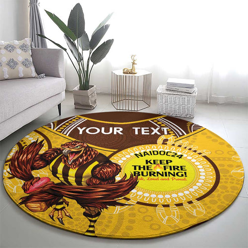 Custom AFL Hawkthorn NAIDOC Week Round Carpet Keep The Fire Burning Indigenous Art