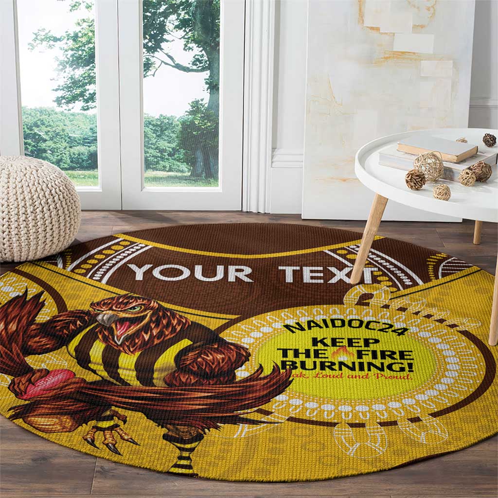 Custom AFL Hawkthorn NAIDOC Week Round Carpet Keep The Fire Burning Indigenous Art