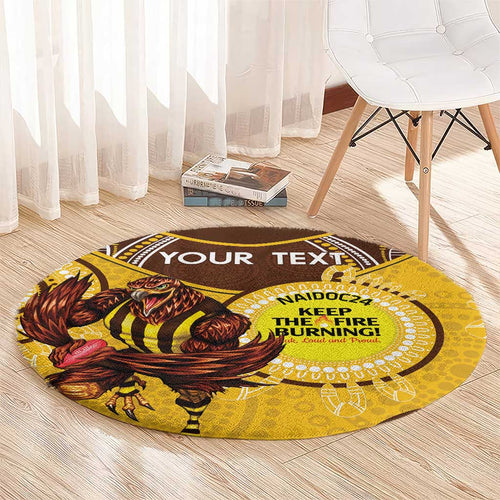 Custom AFL Hawkthorn NAIDOC Week Round Carpet Keep The Fire Burning Indigenous Art