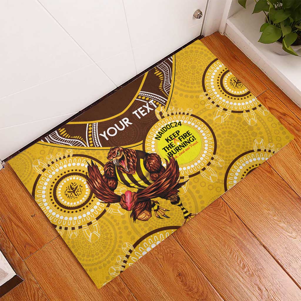 Custom AFL Hawkthorn NAIDOC Week Rubber Doormat Keep The Fire Burning Indigenous Art
