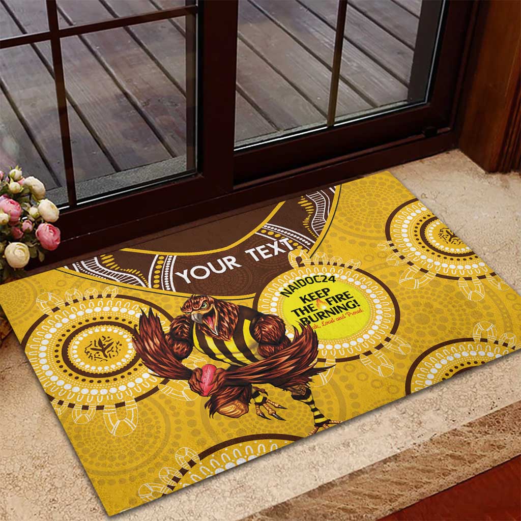 Custom AFL Hawkthorn NAIDOC Week Rubber Doormat Keep The Fire Burning Indigenous Art