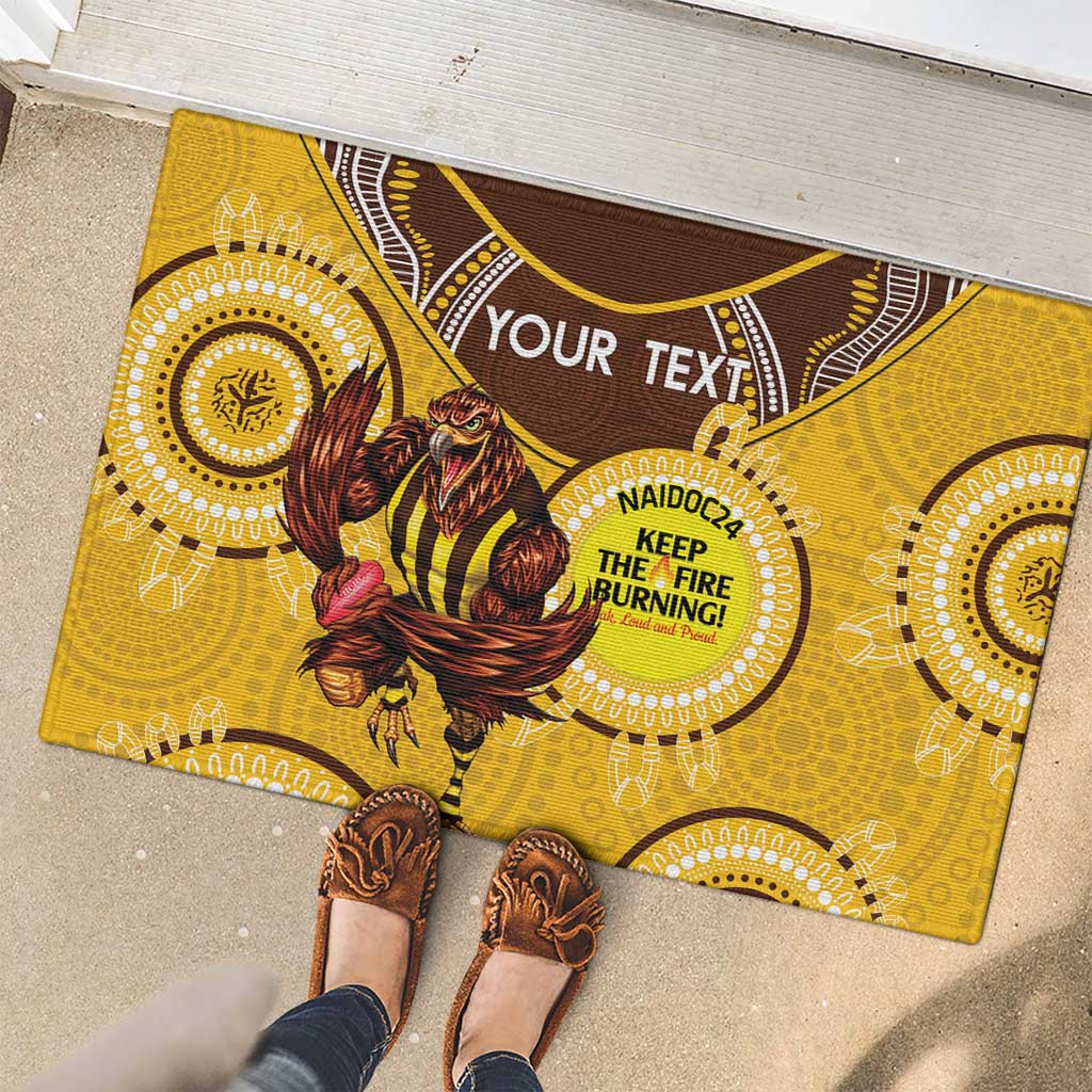 Custom AFL Hawkthorn NAIDOC Week Rubber Doormat Keep The Fire Burning Indigenous Art