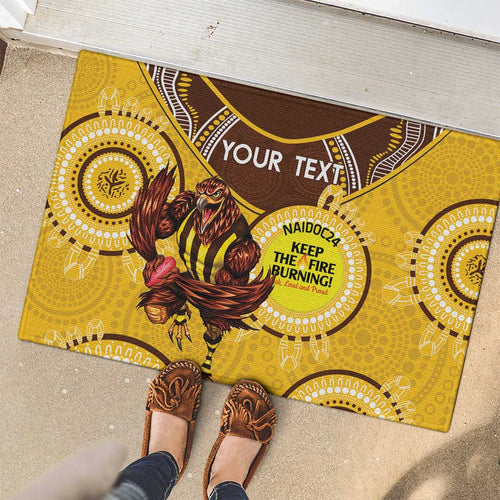 Custom AFL Hawkthorn NAIDOC Week Rubber Doormat Keep The Fire Burning Indigenous Art