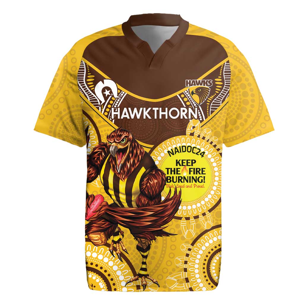 Custom AFL Hawkthorn NAIDOC Week Rugby Jersey Keep The Fire Burning Indigenous Art